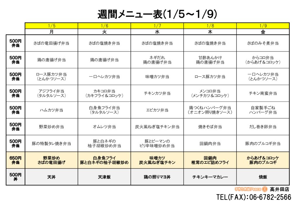 来週のメニュー(高井田‗01.05～)
